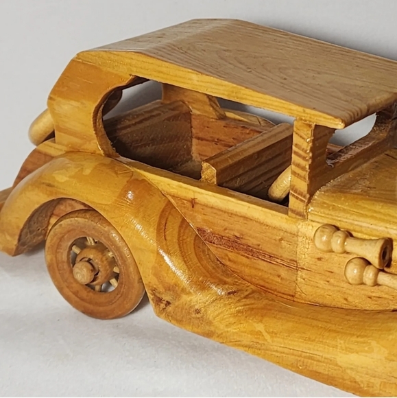 3 VTG Wood Cars Rolls Royce Auto Hand Crafted Models Toys Automobile 10" & 4" - Picture 4 of 8